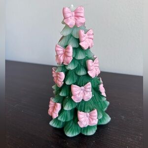 Pink bow Christmas Tree Candle